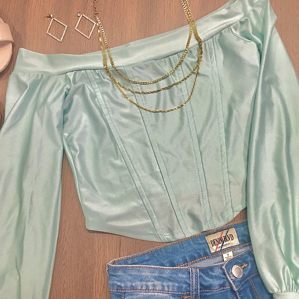 Teal Long Sleeve Fashionable Top